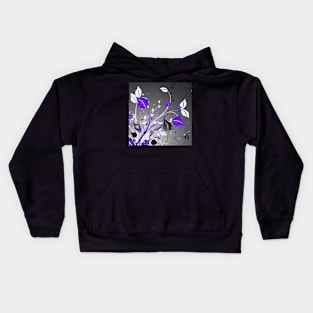 Purple White Grey Floral Art Kids Hoodie